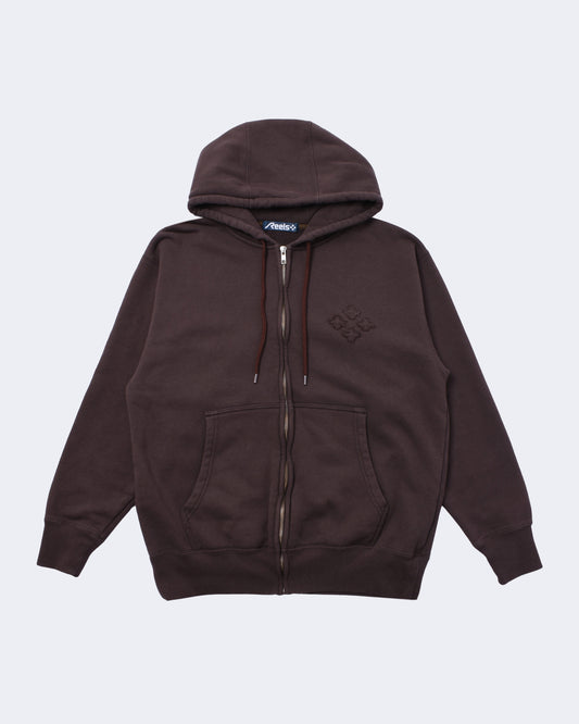 EMBROIDERED PATCH ZIP HOODIE